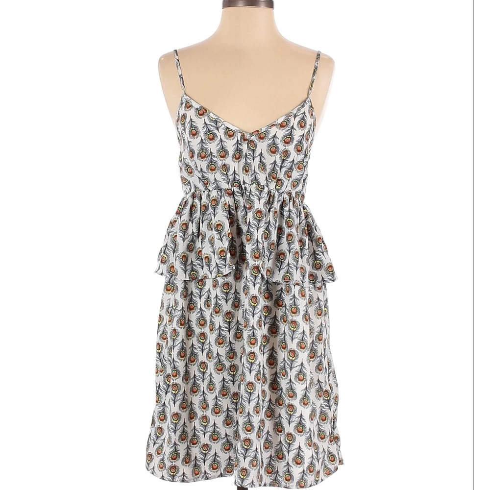Anthropologie Oat + Fawn Peacock Feather Mini Dress Size S small NWT